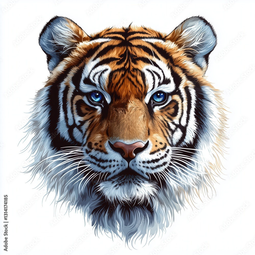 Obraz premium Stylized Siberian Tiger Illustration with Vector Art on a Clean White Background