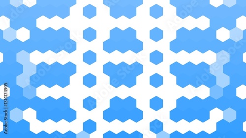Abstract blue honeycomb pattern. Fabric texture design blue color. Aesthetic blue white shapebackground suitable for your design photo