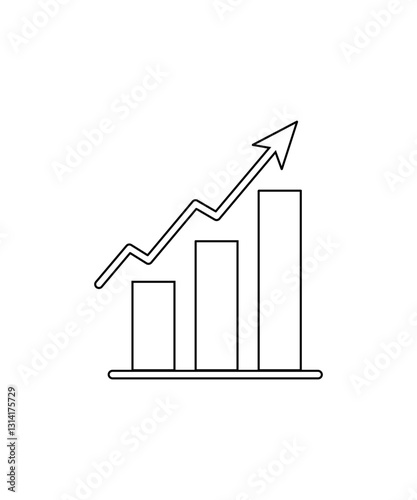 Business analysis chart icon in thin outline