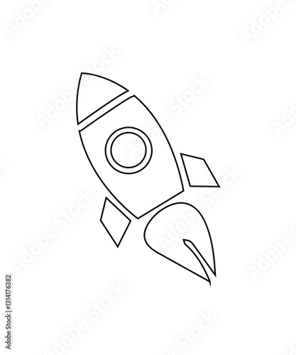 Rocket icon in thin outline