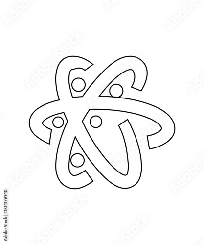 Atom icon in thin outline