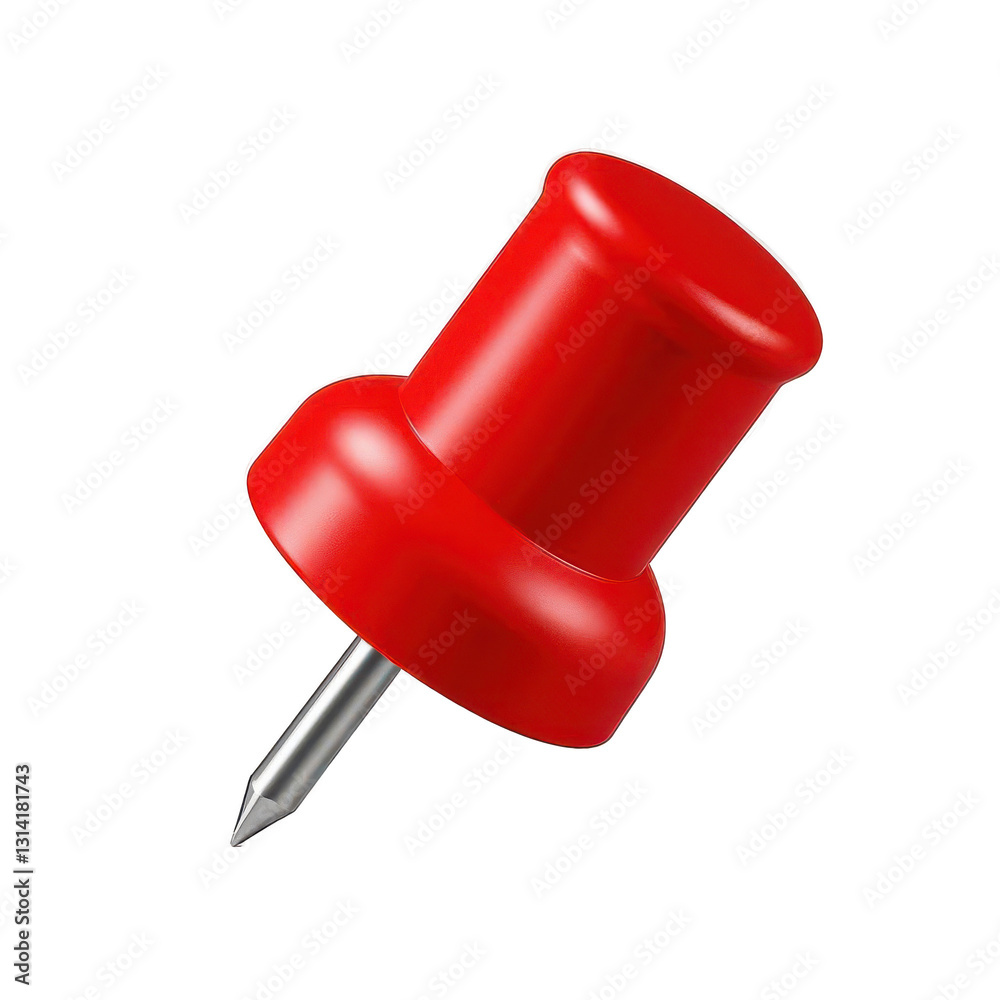 Red push pin, glossy surface, macro photography, office supplies, clear background, minimalist design on transparent background Red push pin, glossy surface, macro photography, office supplies, clear background, minimalist design on transparent background