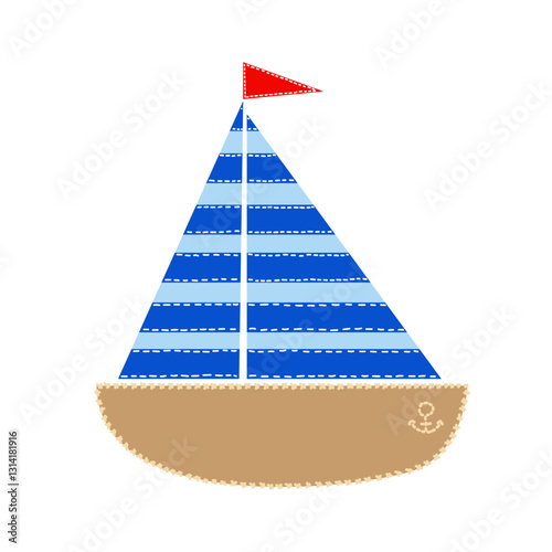 Un barco velero de tela.