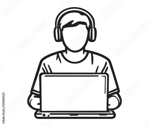 Customer service operator icon. Call center agent providing online assistance.