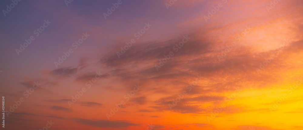 Fototapeta premium Clouds and evening sky,Pink sky and clouds background,Beach dawn, sunrise. Evening sky with clouds. Golden hours. afternoon vanilla sky. Seashore sunburn or Sunset