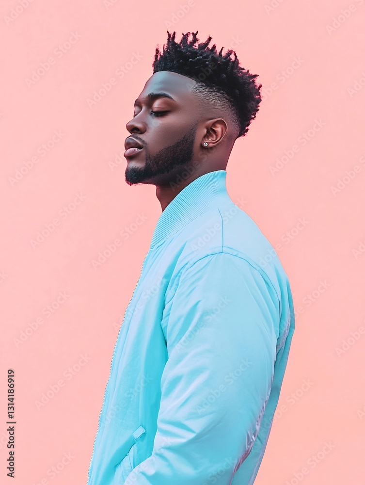 Obraz premium African-American Man in Pastel Bomber Jacket