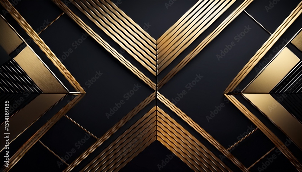 Obraz premium Abstract background. Black Gold Minimalist Geometry. Elegant background with gold geometric patterns on black. Luxurious & modern minimalist design.