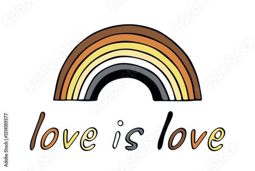 Colorful rainbow shape Bear brotherhood pride flag Happy pride day LGBTQIA community Pride Month Vector hand drawn doodle for posters, stickers, logo, cards