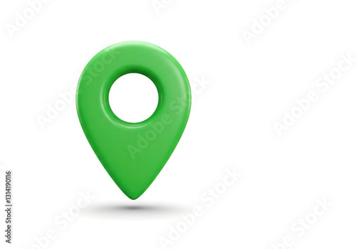 green location pointer pin isolated on white background