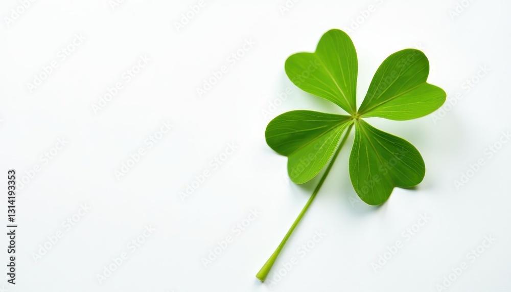 St. Patrick's Day: Vibrant Four Leaf Clover on White Background. A four leaf clover on a white background. St. Patrick's Day: Vibrant Four Leaf Clover on White Background. A four leaf clover on a white background.