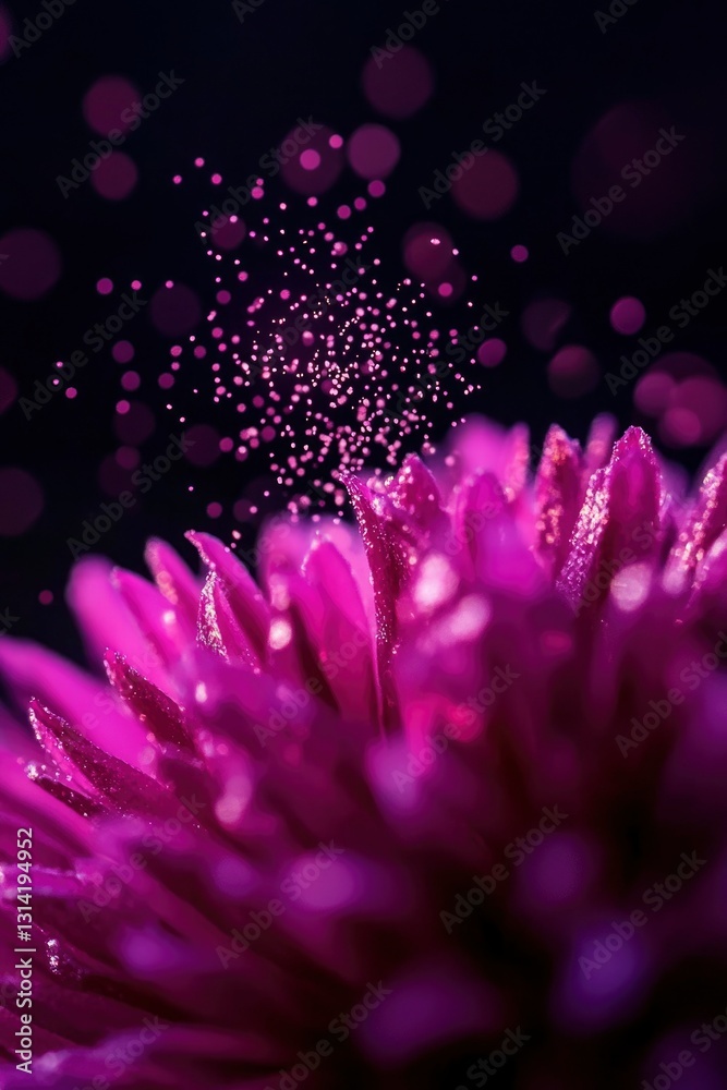 Obraz premium Close-up of vibrant purple flower with water droplets