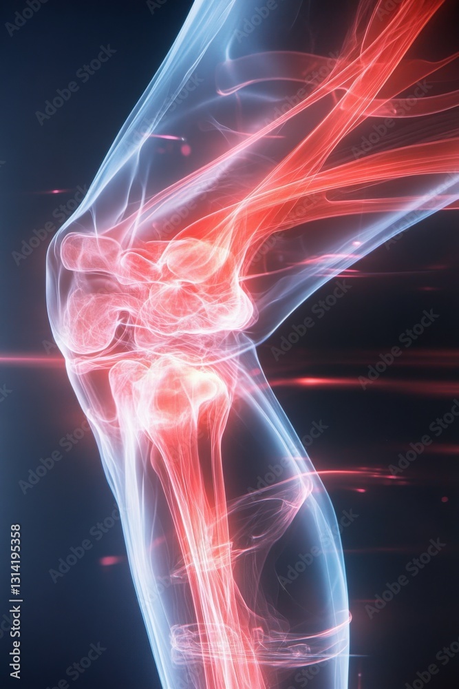 Knee joint anatomy visualization medical environment 3d rendering scientific illustration health concept Knee joint anatomy visualization medical environment 3d rendering scientific illustration health concept