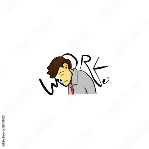 illustration of a tired office worker, good for clothing design, vector format
