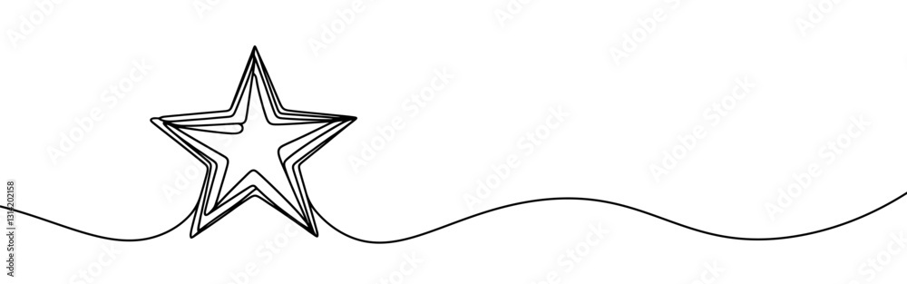 Star continuous one line drawing. Star sign in simple linear style. Vector illustration. Star continuous one line drawing. Star sign in simple linear style. Vector illustration.