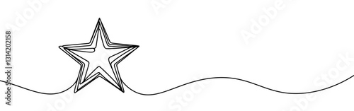 Star continuous one line drawing. Star sign in simple linear style. Vector illustration.