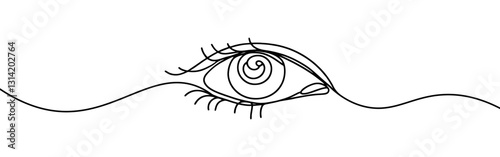 Eye continuous one line drawing. Human eye in simple linear style. Vector illustration.