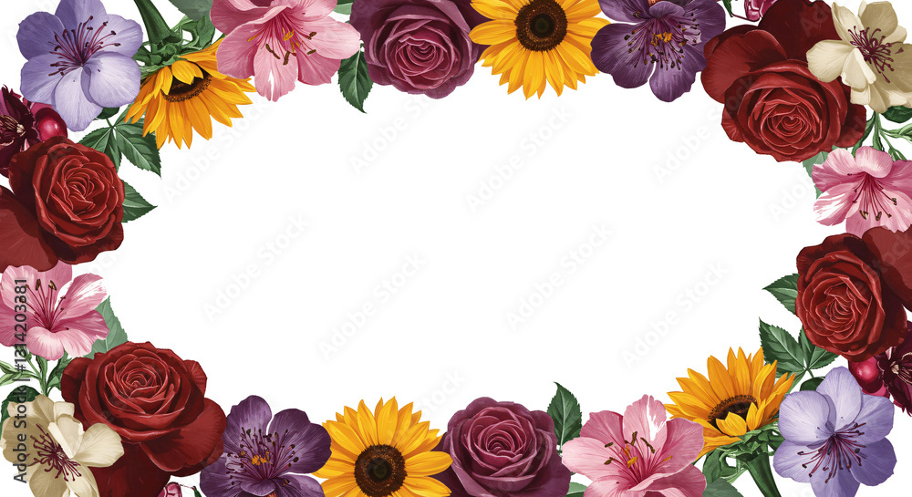 Obraz premium flower art border frame transparent from inside