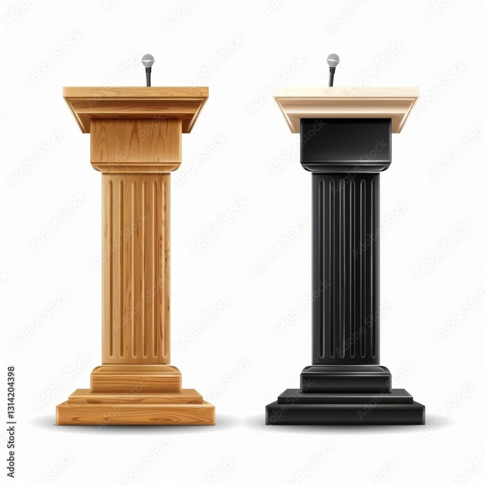 Speech stand icon, podium and microphone in conference room, speaker tribune, lecture stand Speech stand icon, podium and microphone in conference room, speaker tribune, lecture stand