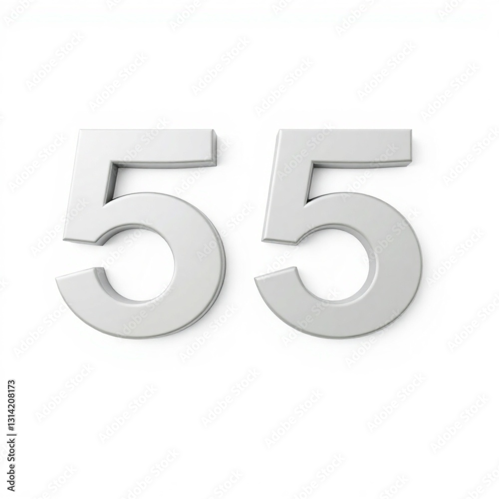 3d silver number 55 3d silver number 55