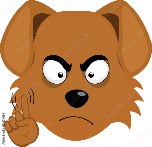 vector illustration emoji character face dog cartoon, saying no with a hand gesture