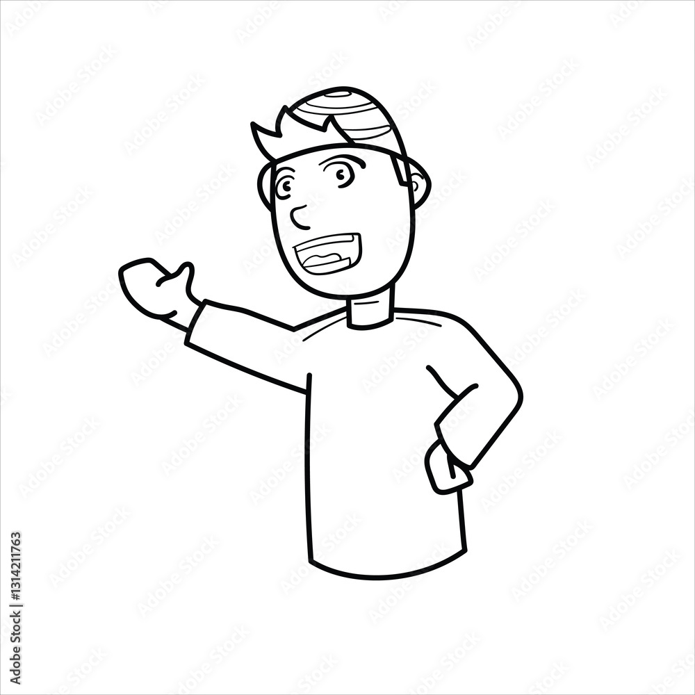 black and white illustration of muslim man greeting,cartoon,great for your visual elements,vector format black and white illustration of muslim man greeting,cartoon,great for your visual elements,vector format