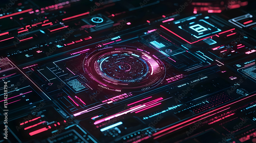 Futuristic Pink And Blue Digital Data Interface Futuristic Pink And Blue Digital Data Interface