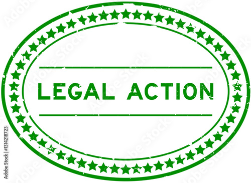 Grunge green legal action word oval rubber seal stamp on white background