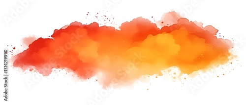 Abstract orange and yellow watercolor paint splash.
