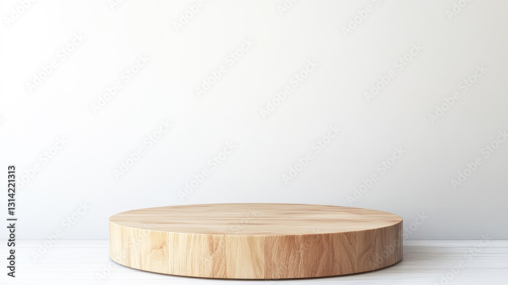 Wooden platform on white background for product display Wooden platform on white background for product display