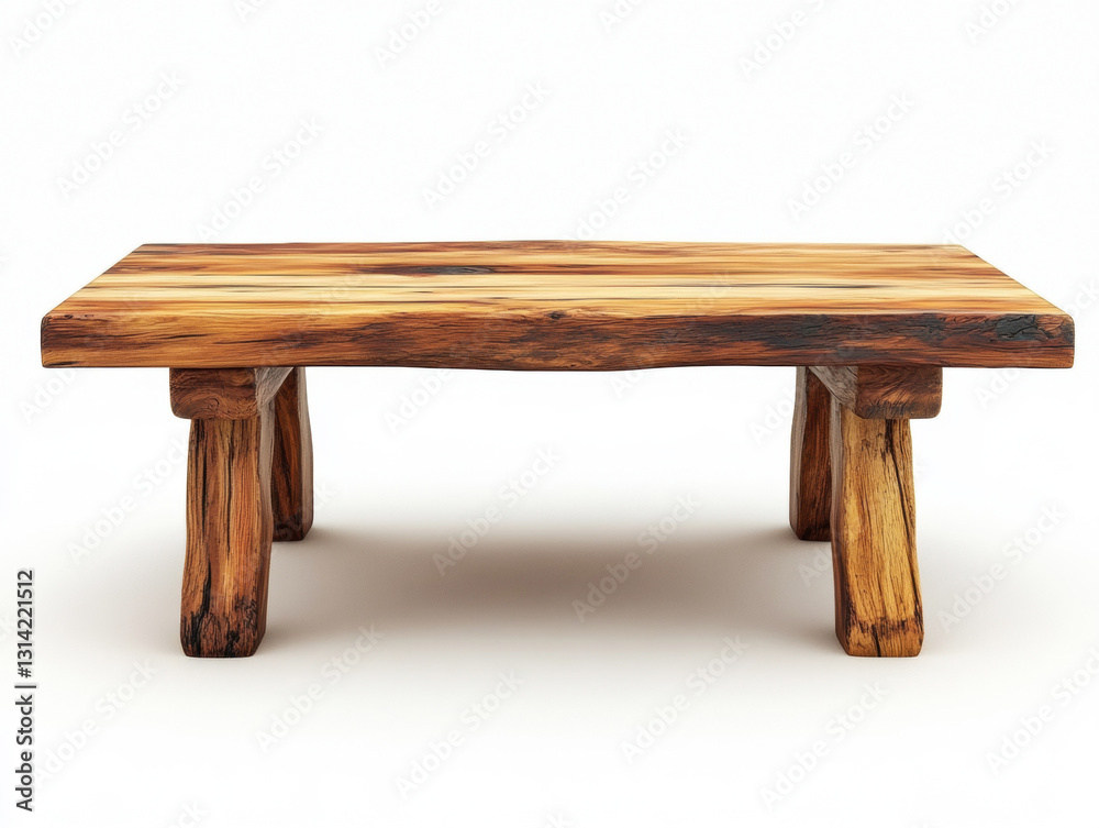 Unique handcrafted wooden table with natural finish in modern design Unique handcrafted wooden table with natural finish in modern design