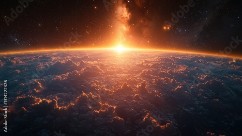 Sunrise over Earth from Space, Cosmic Clouds