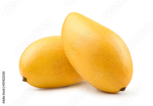 Εκτύπωση καμβά Ripe yellow Mangoes isolated on white background.