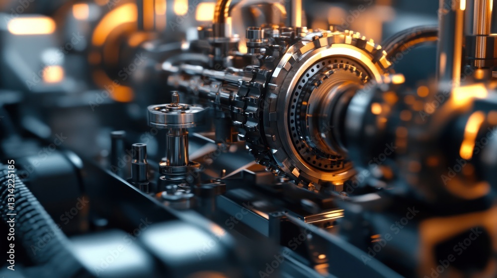 Fototapeta premium Intricate Machinery: A Close-Up View of Industrial Precision
