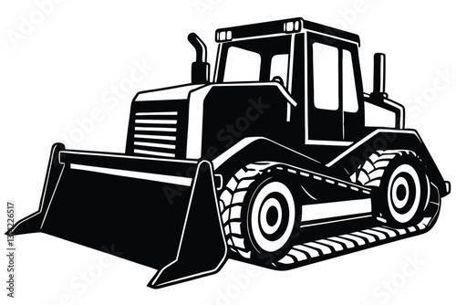 AI generated Silhouette Bulldozer construction heavy machine equipment black color