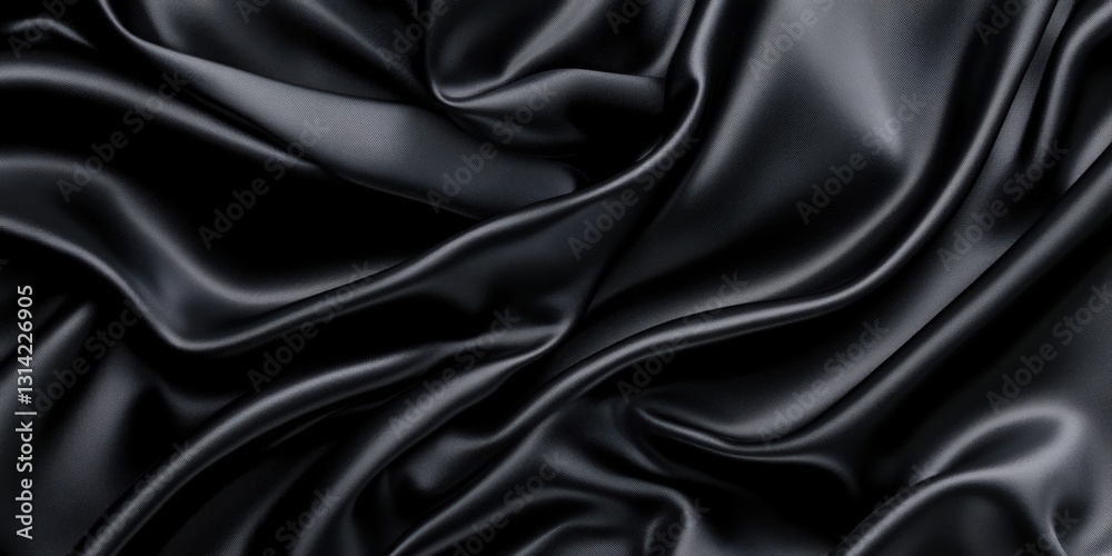 Obraz premium Textured elegance of smooth satin fabric in rich black hue Generative AI