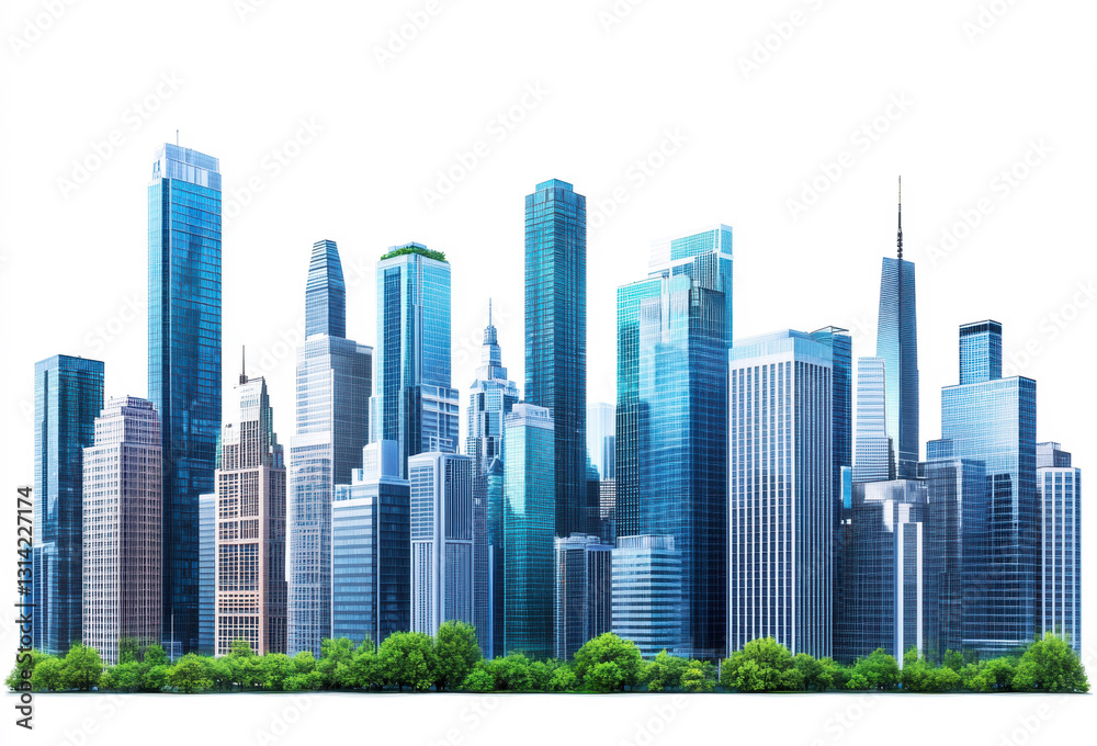 Fototapeta premium City skyline showcasing modern architecture against clear sky