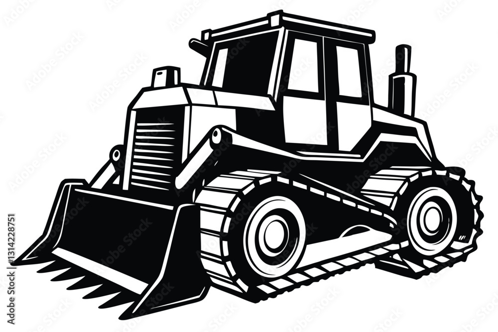 Naklejka premium black bulldozer silhouette design illustration