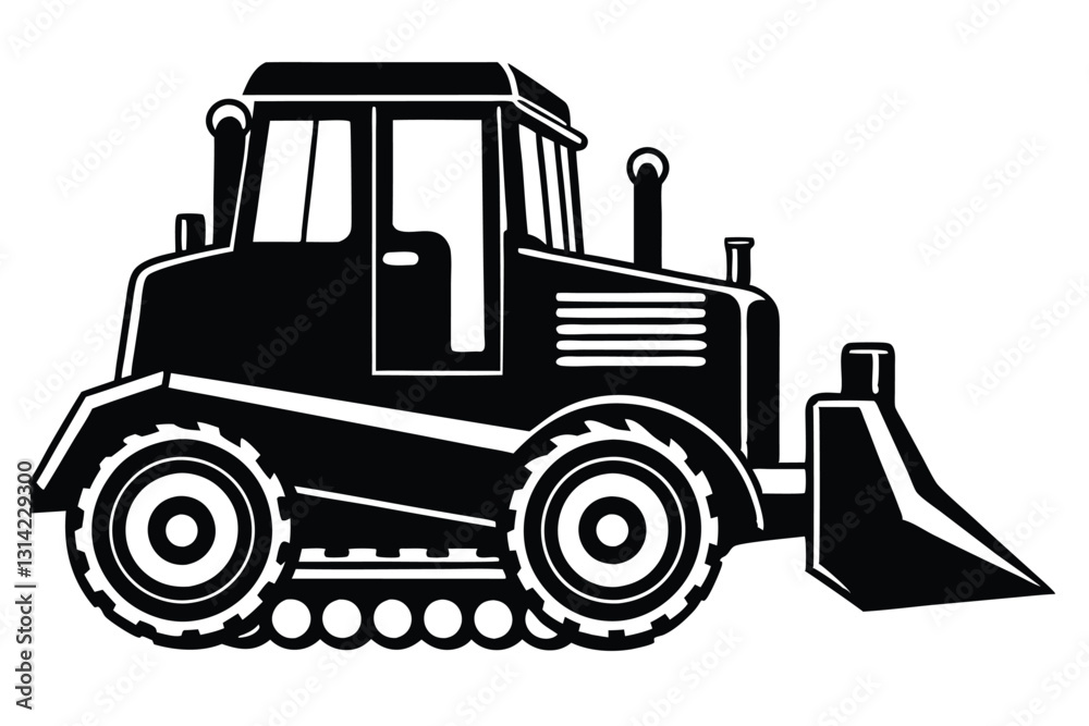 Naklejka premium black bulldozer silhouette design illustration