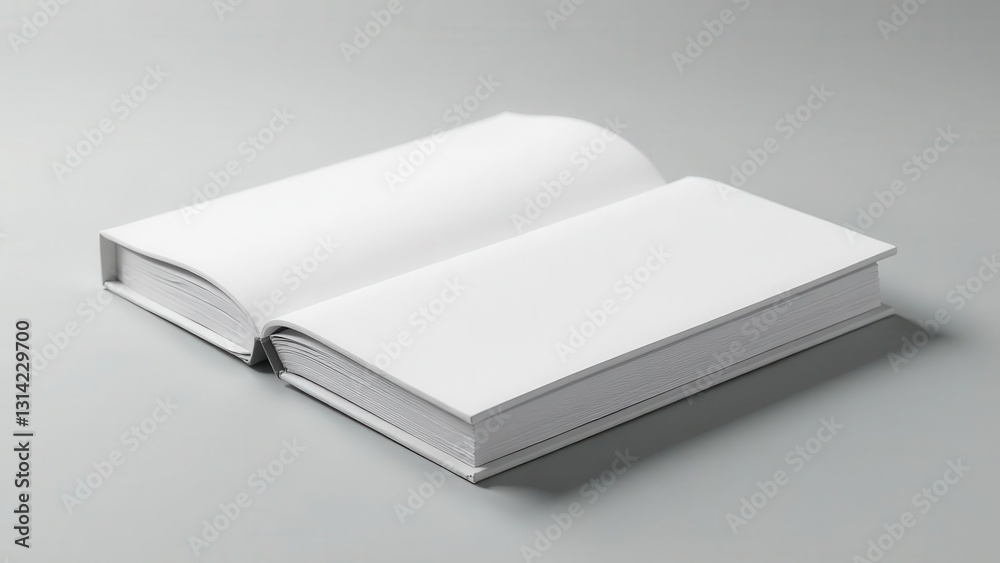 A Blank Book Open on a Neutral Surface, Ready for Your Design and Text A Blank Book Open on a Neutral Surface, Ready for Your Design and Text