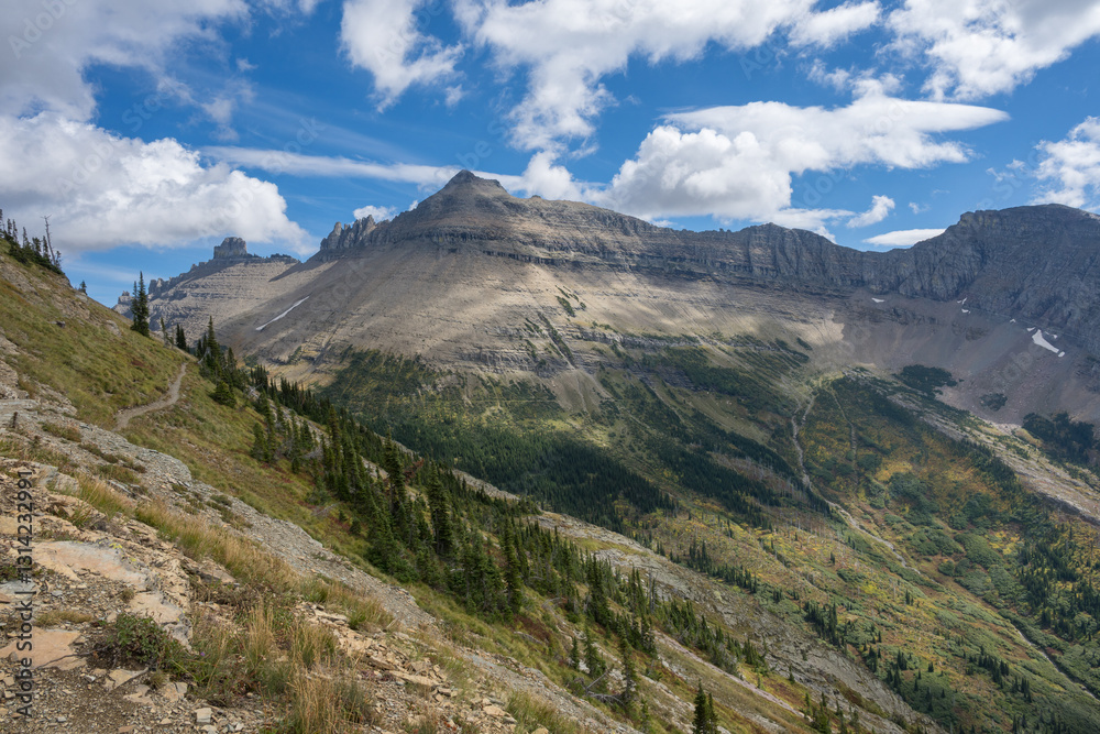 Highline Trail from Fifty Mountain to Granite Park, Glacier National Park, Montana, USA Highline Trail from Fifty Mountain to Granite Park, Glacier National Park, Montana, USA