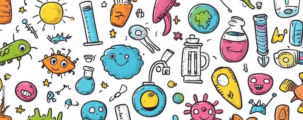 A vibrant close-up of a whimsical assortment of cartoon items, including colorful toys, playful characters, and fun objects, all set against a clean white background, creating a lively scene. A vibrant close-up of a whimsical assortment of cartoon items, including colorful toys, playful characters, and fun objects, all set against a clean white background, creating a lively scene.
