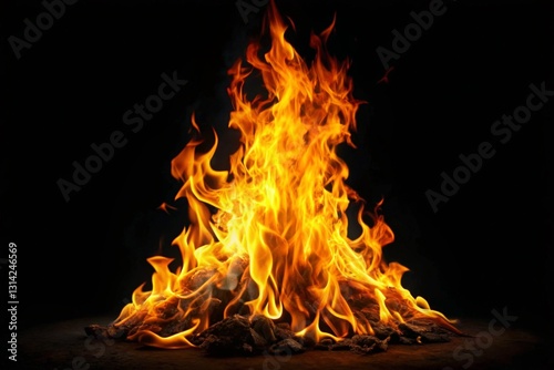 Fire flame in black background