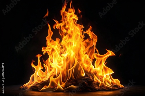 Fire flame in black background