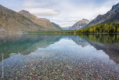 Colourful pebbles, Lake McDonald, Glacier National Park, Montana, USA photo