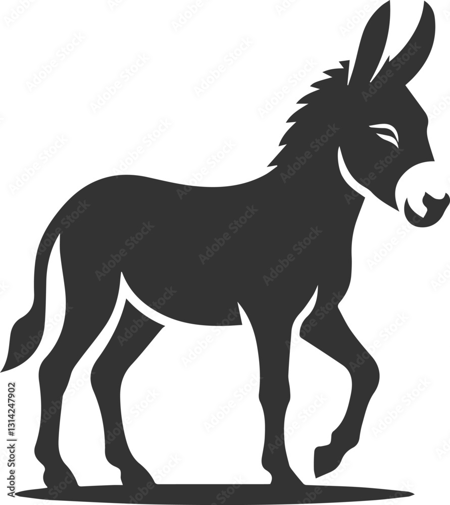 Donkey standing with one front leg bent vector silhouette animal design Donkey standing with one front leg bent vector silhouette animal design
