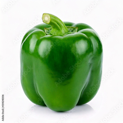 Obraz na płótnie Bright green organic bell pepper isolated on white background w salonie