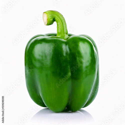 Obraz na płótnie Bright green organic bell pepper isolated on white background w salonie