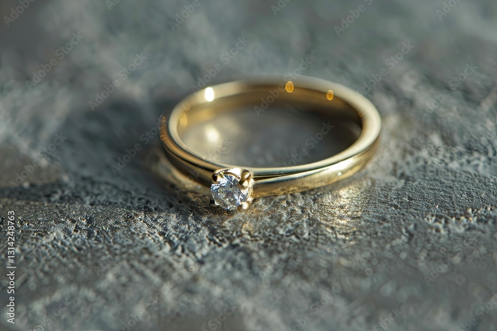 Pixel Perfect Image of a Gold Ring with a Diamond on it is Laying on a Gold Surface Pixel Perfect Image of a Gold Ring with a Diamond on it is Laying on a Gold Surface