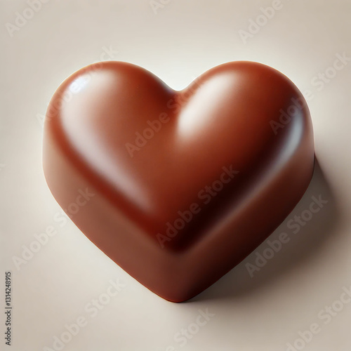 An exquisite chocolate heart with a smooth, glossy surface. An elegant design, perfect for concepts of romance, love, Valentine's Day, gifts, and sweets.