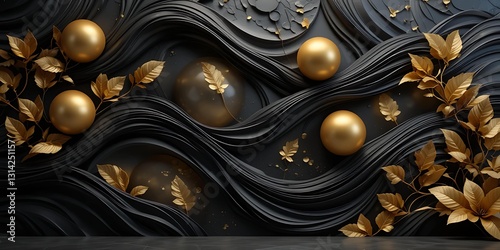Black Background With Luxury Leaf And Real Wallpaper 